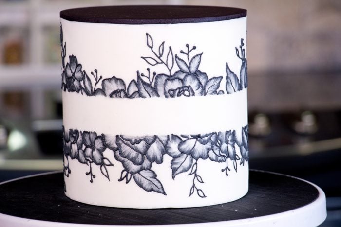 Ivory Brush Embriodery Wedding Cake - Sweet Serenity